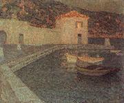 Le Sidaner Henri House by the sea at Dusk oil on canvas